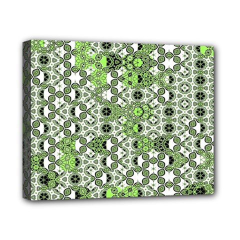 Black Lime Green Checkered Canvas 10  X 8  (stretched) by SpinnyChairDesigns