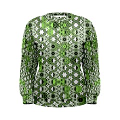 Black Lime Green Checkered Women s Sweatshirt by SpinnyChairDesigns