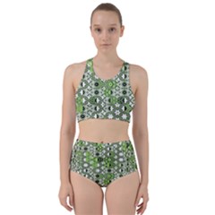 Black Lime Green Checkered Racer Back Bikini Set by SpinnyChairDesigns