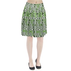 Black Lime Green Checkered Pleated Skirt by SpinnyChairDesigns