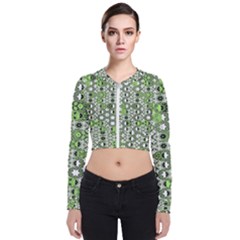Black Lime Green Checkered Long Sleeve Zip Up Bomber Jacket by SpinnyChairDesigns