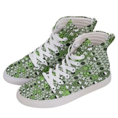 Black Lime Green Checkered Women s Hi-top Skate Sneakers by SpinnyChairDesigns