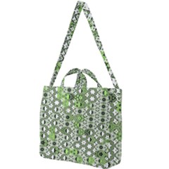 Black Lime Green Checkered Square Shoulder Tote Bag by SpinnyChairDesigns