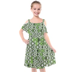 Black Lime Green Checkered Kids  Cut Out Shoulders Chiffon Dress by SpinnyChairDesigns