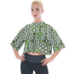 Black Lime Green Checkered Mock Neck Tee by SpinnyChairDesigns