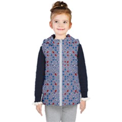 Abstract Checkered Pattern Kids  Hooded Puffer Vest by SpinnyChairDesigns