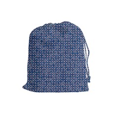 Artsy Blue Checkered Drawstring Pouch (large) by SpinnyChairDesigns