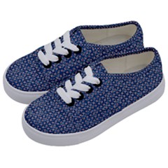 Artsy Blue Checkered Kids  Classic Low Top Sneakers by SpinnyChairDesigns