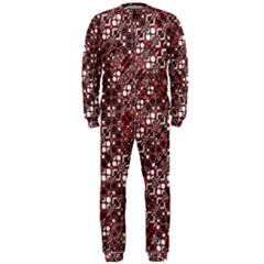 Abstract Red Black Checkered Onepiece Jumpsuit (men)  by SpinnyChairDesigns