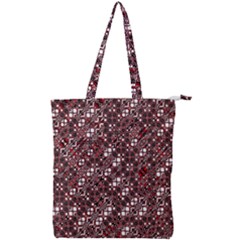 Abstract Red Black Checkered Double Zip Up Tote Bag by SpinnyChairDesigns