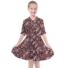 Abstract Red Black Checkered Kids  All Frills Chiffon Dress by SpinnyChairDesigns