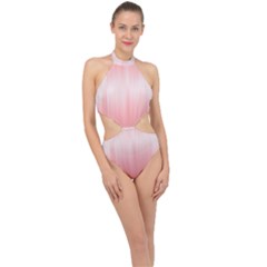 Fresh Pink Ombre Halter Side Cut Swimsuit by SpinnyChairDesigns