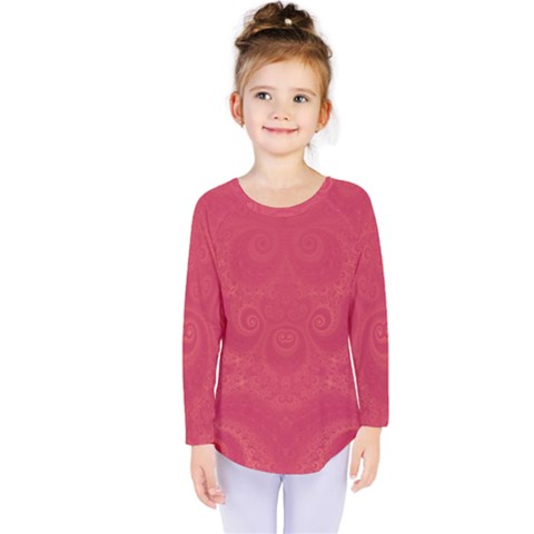 Blush Pink Octopus Swirls Kids  Long Sleeve Tee by SpinnyChairDesigns