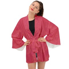 Blush Pink Octopus Swirls Long Sleeve Kimono by SpinnyChairDesigns