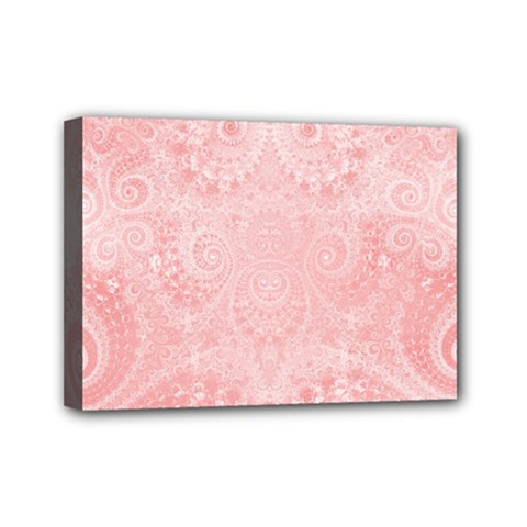Pretty Pink Spirals Mini Canvas 7  X 5  (stretched)