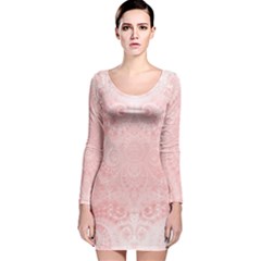 Pretty Pink Spirals Long Sleeve Velvet Bodycon Dress by SpinnyChairDesigns