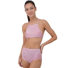 Pretty Pink Spirals High Waist Tankini Set by SpinnyChairDesigns