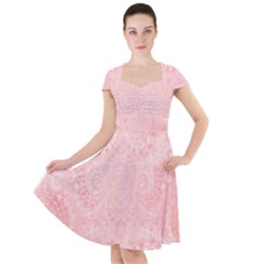 Pretty Pink Spirals Cap Sleeve Midi Dress by SpinnyChairDesigns