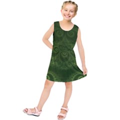 Forest Green Spirals Kids  Tunic Dress