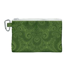 Forest Green Spirals Canvas Cosmetic Bag (medium) by SpinnyChairDesigns