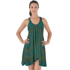Teal Green Spirals Show Some Back Chiffon Dress by SpinnyChairDesigns