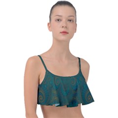 Teal Green Spirals Frill Bikini Top by SpinnyChairDesigns