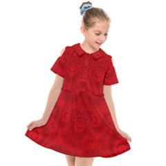 Red Spirals Kids  Short Sleeve Shirt Dress by SpinnyChairDesigns