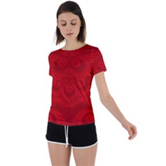 Red Spirals Back Circle Cutout Sports Tee by SpinnyChairDesigns