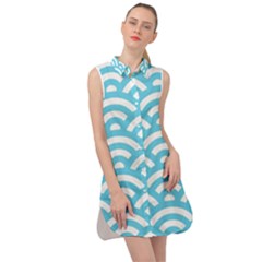 Waves Sleeveless Shirt Dress