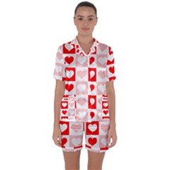 Hearts  Satin Short Sleeve Pyjamas Set by Sobalvarro