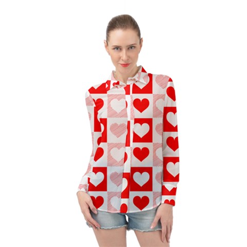 Hearts  Long Sleeve Chiffon Shirt by Sobalvarro