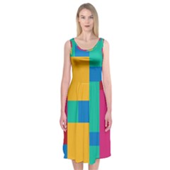 Squares  Midi Sleeveless Dress by Sobalvarro