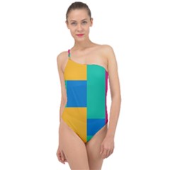 Squares  Classic One Shoulder Swimsuit