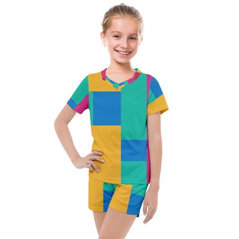 Squares  Kids  Mesh Tee And Shorts Set by Sobalvarro