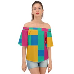 Squares  Off Shoulder Short Sleeve Top by Sobalvarro