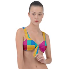 Squares  Front Tie Bikini Top