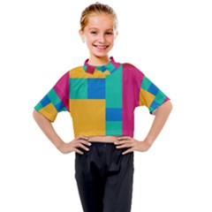 Squares  Kids Mock Neck Tee