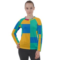 Squares  Women s Long Sleeve Raglan Tee