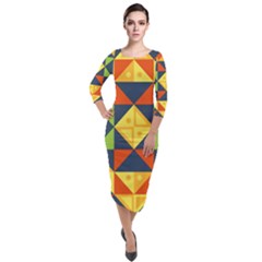 Africa  Quarter Sleeve Midi Velour Bodycon Dress by Sobalvarro