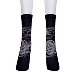 6-white-line-black-background-classic-car-original-handmade-drawing-pablo-franchi Men s Crew Socks