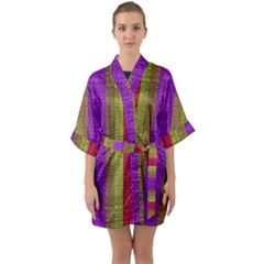 Colors Of A Rainbow Half Sleeve Satin Kimono  by pepitasart