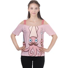 Squid Chef Cartoon Cutout Shoulder Tee