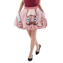 Squid Chef Cartoon A-line Pocket Skirt by sifis