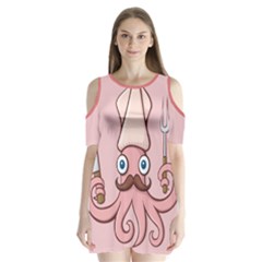 Squid Chef Cartoon Shoulder Cutout Velvet One Piece