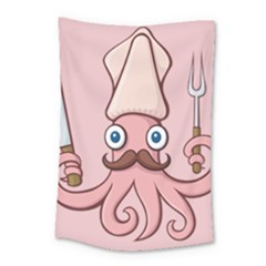 Squid Chef Cartoon Small Tapestry by sifis