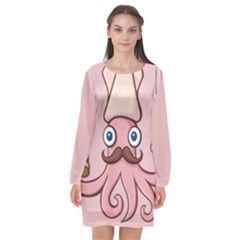 Squid Chef Cartoon Long Sleeve Chiffon Shift Dress  by sifis