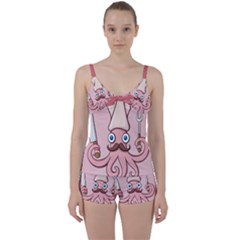 Squid Chef Cartoon Tie Front Two Piece Tankini