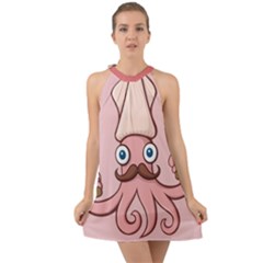 Squid Chef Cartoon Halter Tie Back Chiffon Dress by sifis