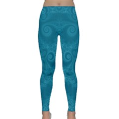 Cerulean Blue Spirals Classic Yoga Leggings by SpinnyChairDesigns