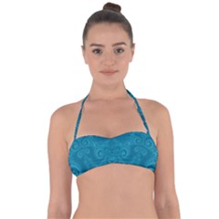 Cerulean Blue Spirals Halter Bandeau Bikini Top by SpinnyChairDesigns